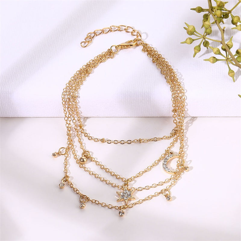 Gold Ankle Chains Female Simple Crystal Anklets