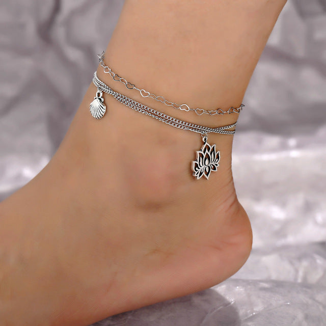 Bohemia Luminous Heart Pendant Anklets For Women