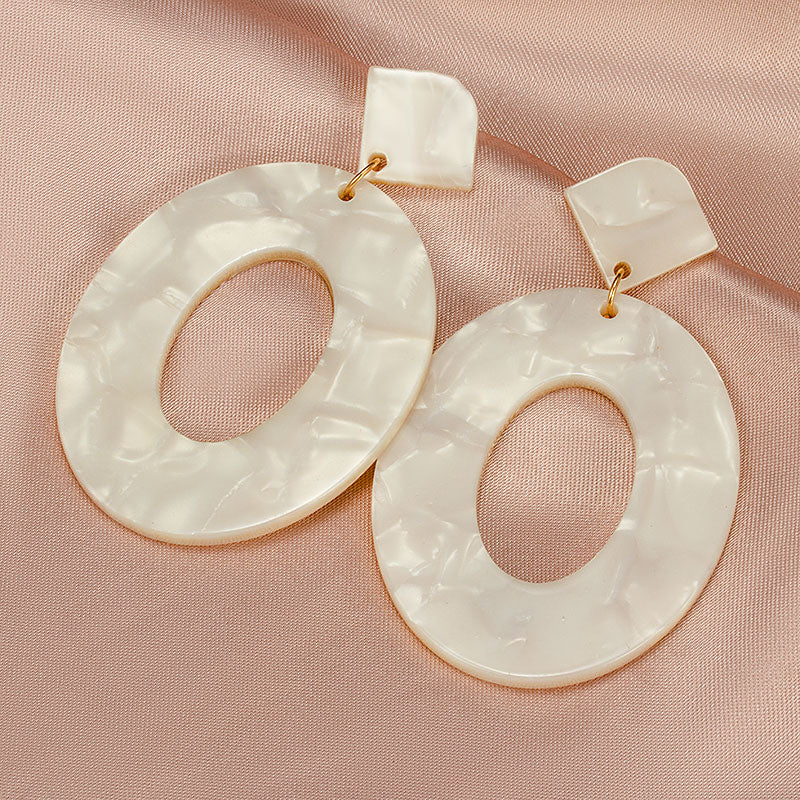 women White Cute Arcylic Geometric Dangle Drop Gold Earings
