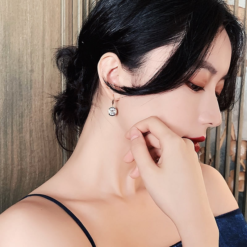 Trendy Round Simple Crystal Dangle Earrings