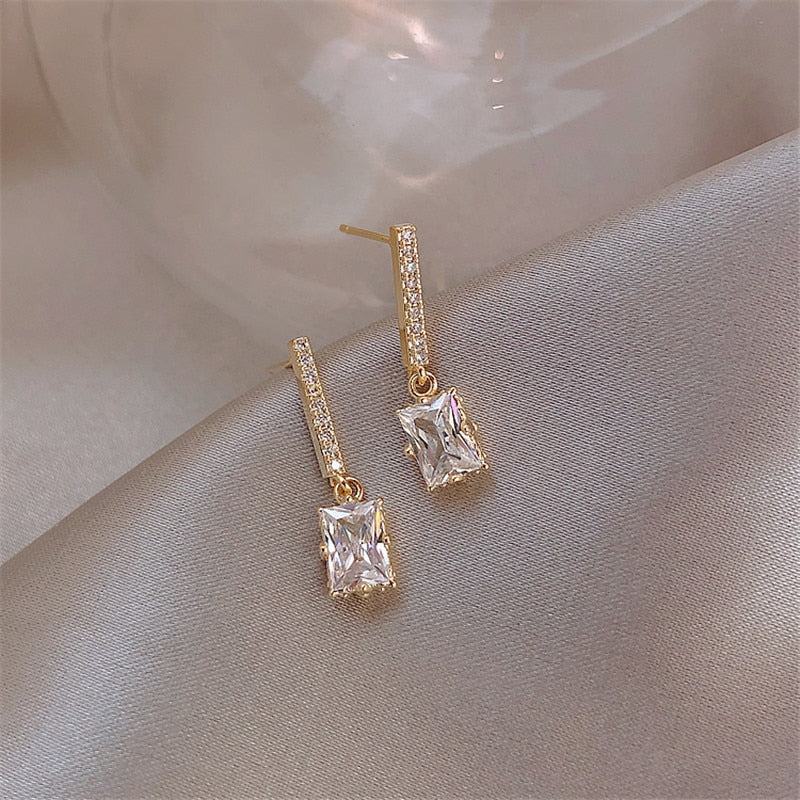 Trendy Round Simple Crystal Dangle Earrings