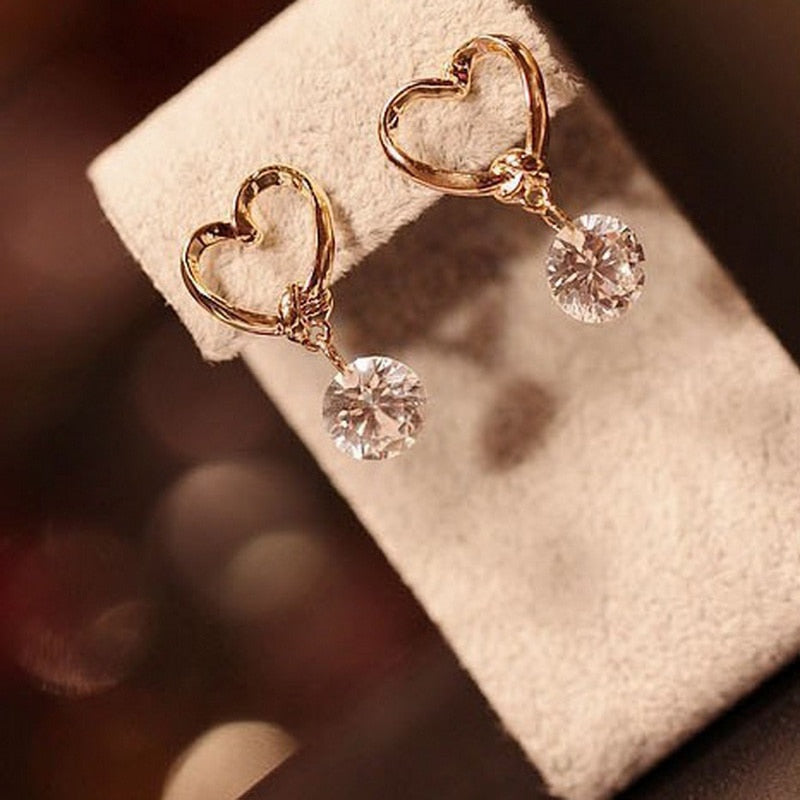 Trendy Round Simple Crystal Dangle Earrings