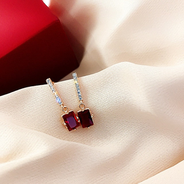 Trendy Round Simple Crystal Dangle Earrings