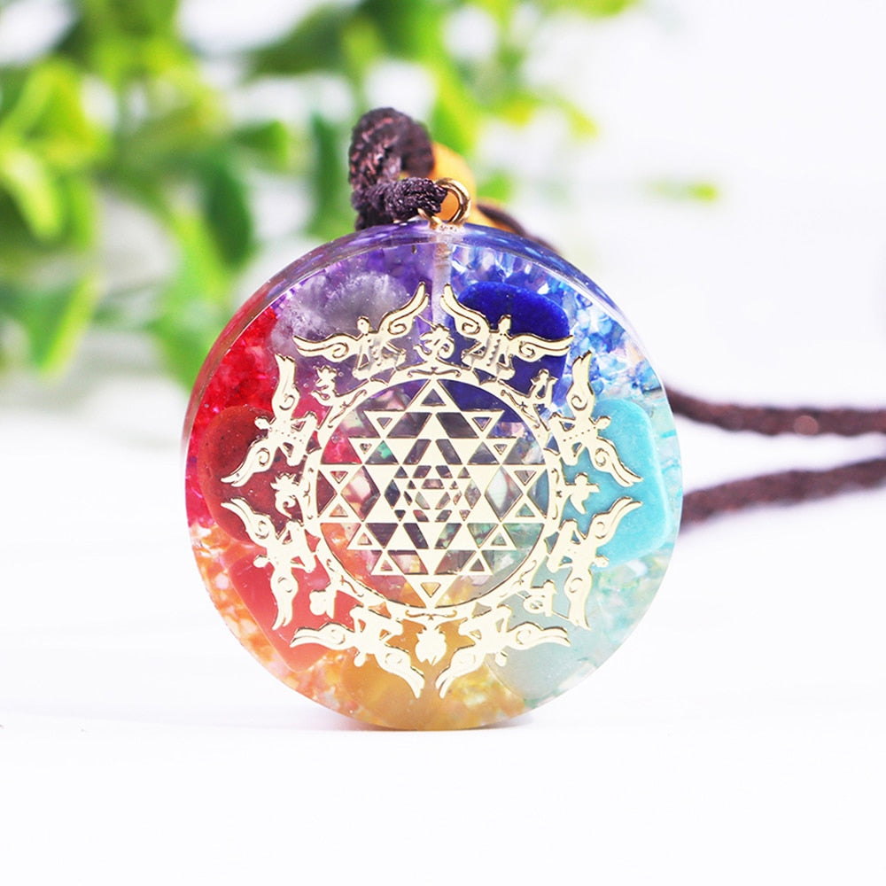 Rainbow  7 Chakra Stone Pendant Necklace