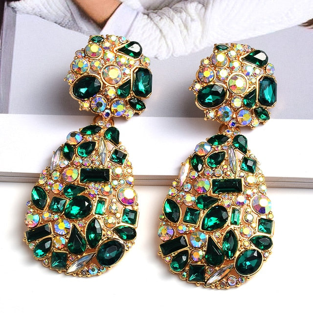 ZA New Colorful Crystals Drop Earrings