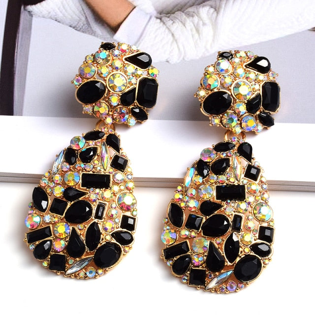 ZA New Colorful Crystals Drop Earrings