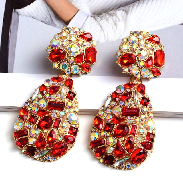 ZA New Colorful Crystals Drop Earrings