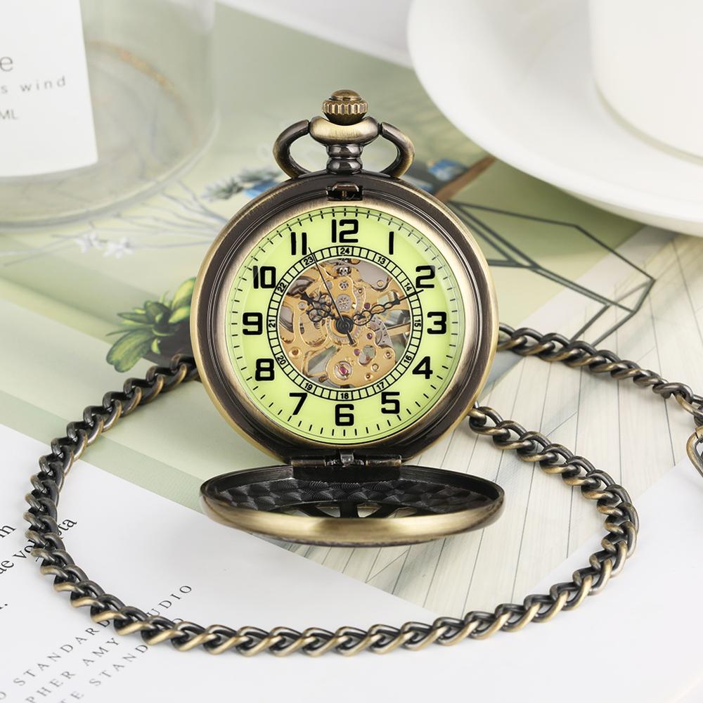 Bronze Hollow Wheel Hand-Winding Steampunk Pocket  Watch