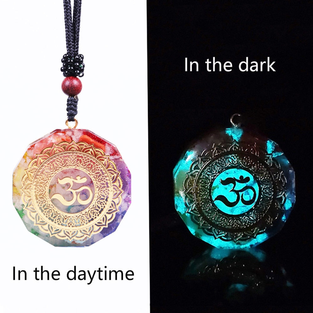 Om Symbol  Luminous Absorbs Negative  Necklace