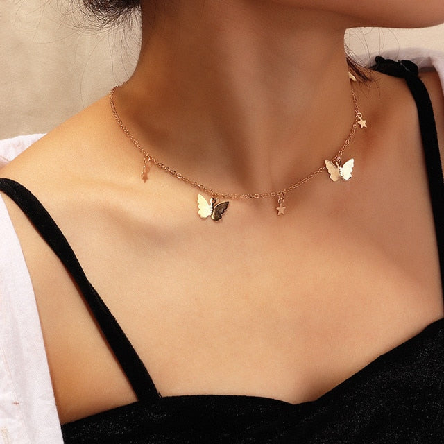 Cute Star Butterfly Choker Necklace