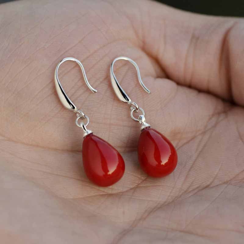 Red Pearl pendant Earrings