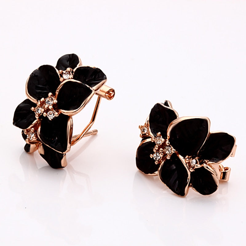 Rose Gold Color Black Painting Bridal Jewelry Sets