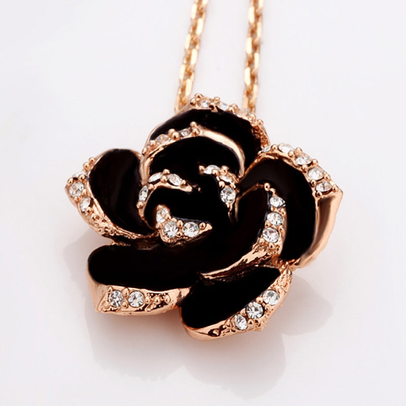 Rose Gold Color Black Painting Bridal Jewelry Sets