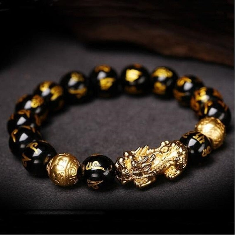 Obsidian Stone Beads Bracelet Pixiu Bracelet