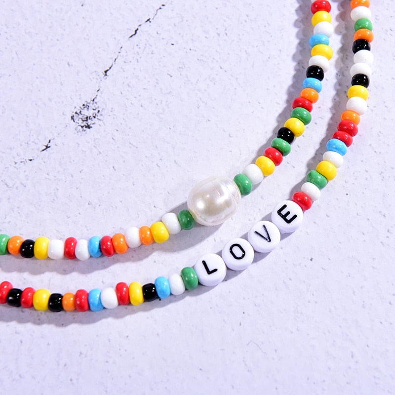 Seed Beads Love Necklace Sets