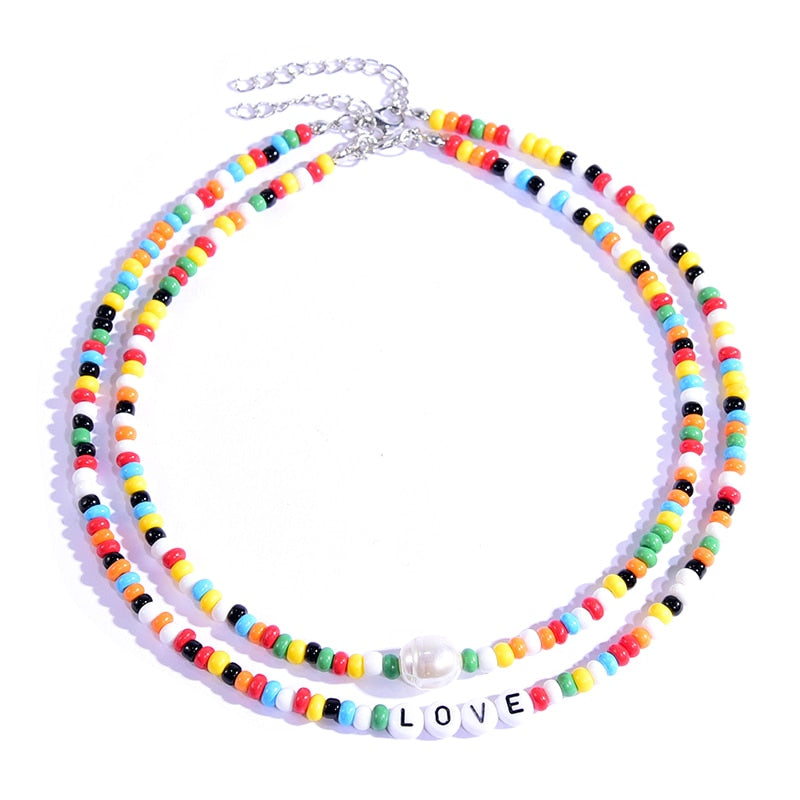 Seed Beads Love Necklace Sets