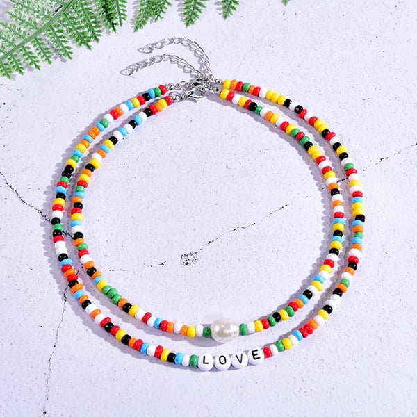 Seed Beads Love Necklace Sets