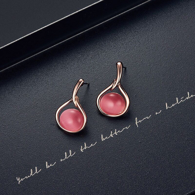 Elegant Round Opal Stone Wedding Jewelry Sets