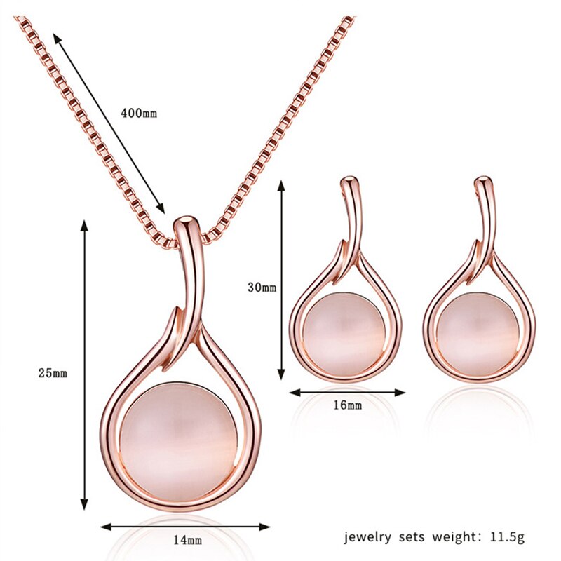 Elegant Round Opal Stone Wedding Jewelry Sets