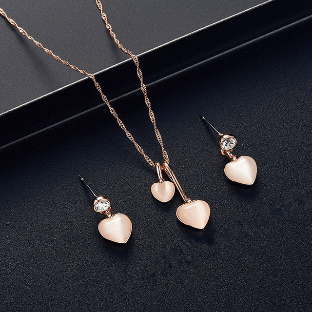 Elegant Round Opal Stone Wedding Jewelry Sets