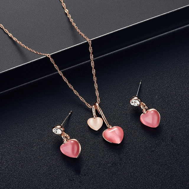 Elegant Round Opal Stone Wedding Jewelry Sets