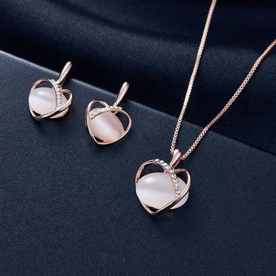 Elegant Round Opal Stone Wedding Jewelry Sets