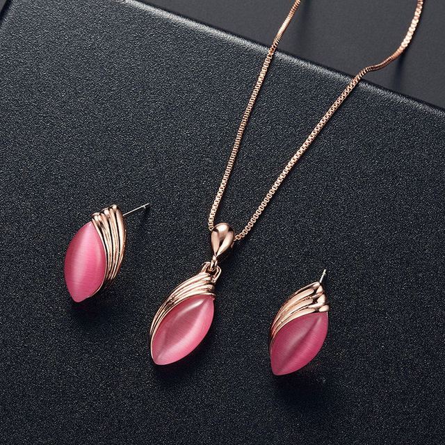 Elegant Round Opal Stone Wedding Jewelry Sets