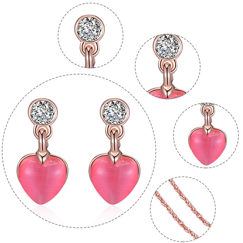 Elegant Round Opal Stone Wedding Jewelry Sets