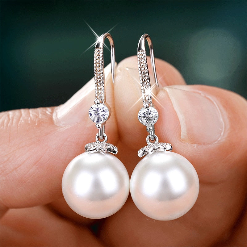 Elegant Round Imitation Pearl Dangle Earrings