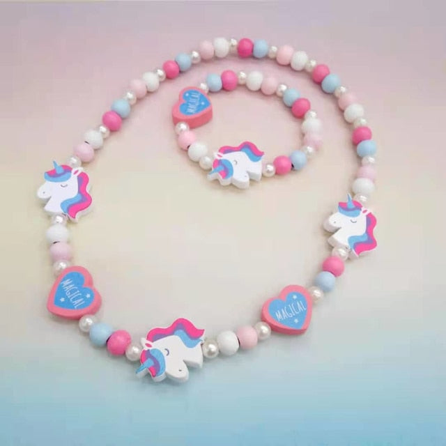 Cute Cartoon Wooden Flower Animal Child Sweater Necklace