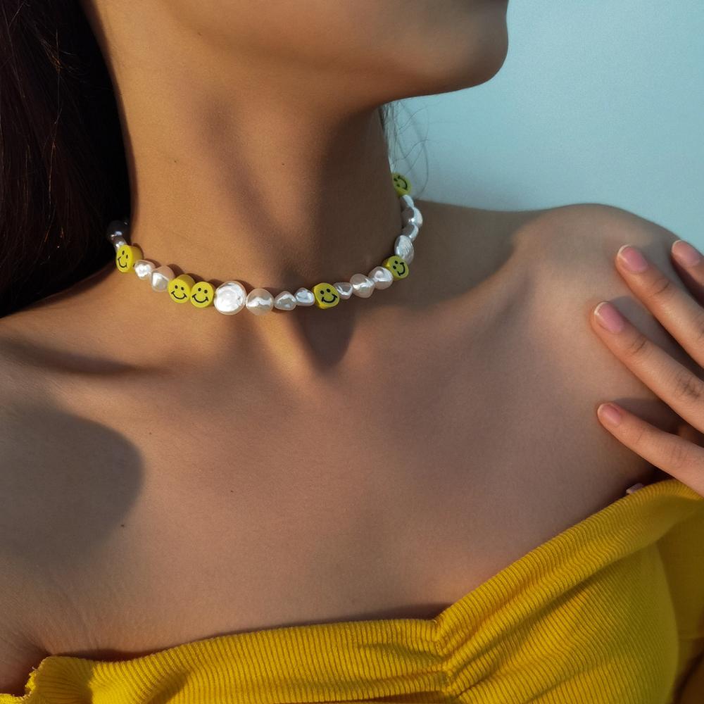Korean irregular Imitation Pearl Choker Necklace