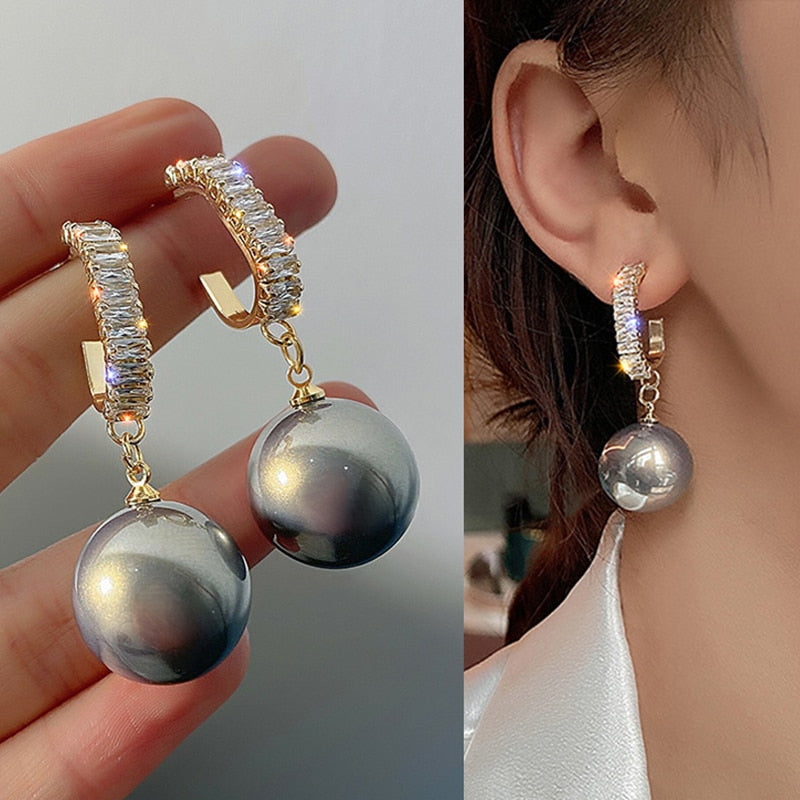 New Fashion Korean Oversized White Pearl Drop Earrings
