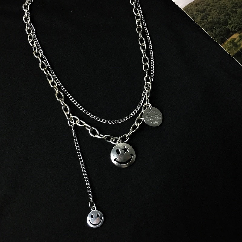 Goth Hip Hop Egirl Chain Smile Pendant