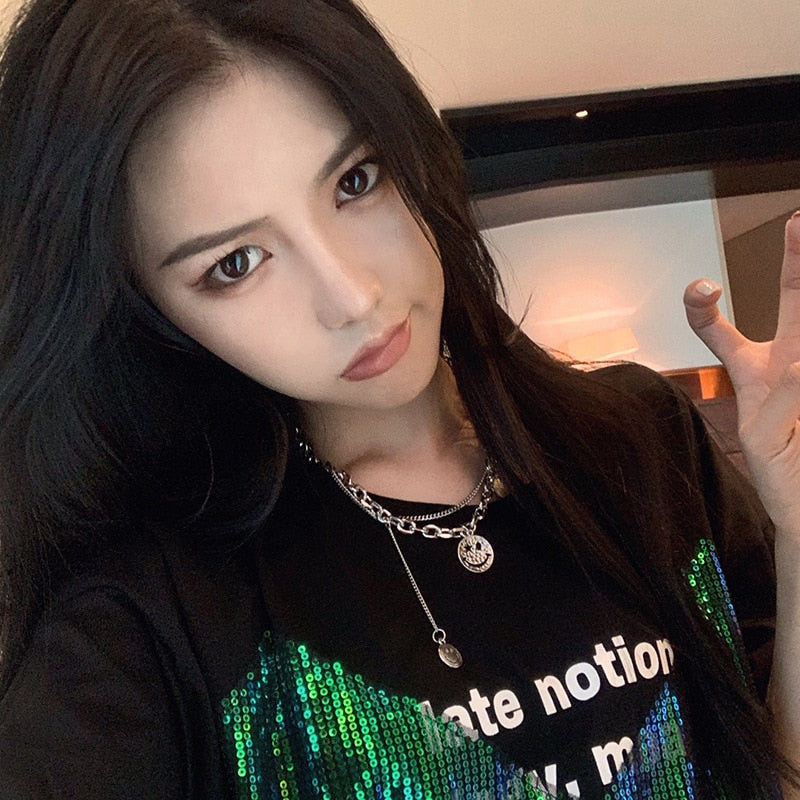 Goth Hip Hop Egirl Chain Smile Pendant