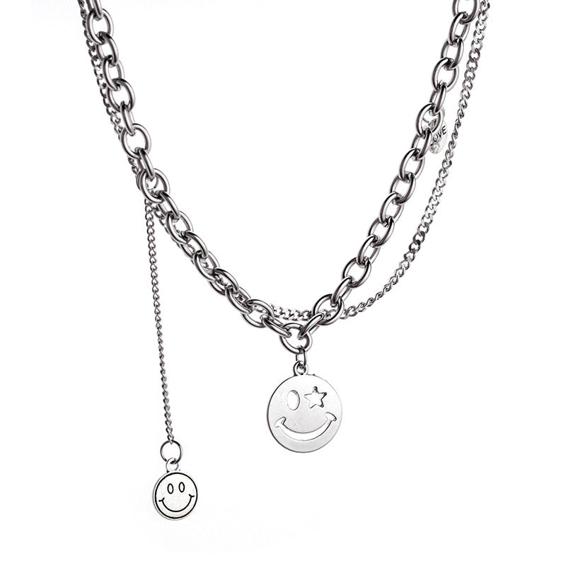 Goth Hip Hop Egirl Chain Smile Pendant