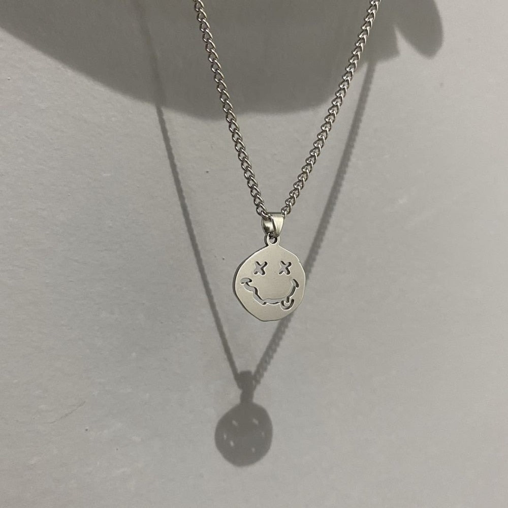 Goth Hip Hop Egirl Chain Smile Pendant