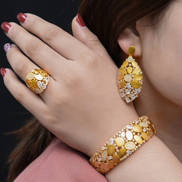 Conjunto de 3 piezas de pulsera, anillo y pendientes para mujer