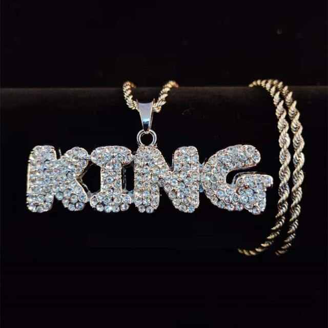 Men Hip Hop KING Letters Pendant Necklace