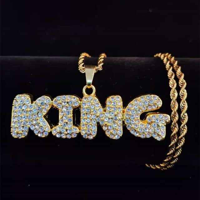 Men Hip Hop KING Letters Pendant Necklace