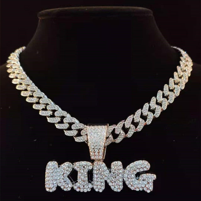 Men Hip Hop KING Letters Pendant Necklace