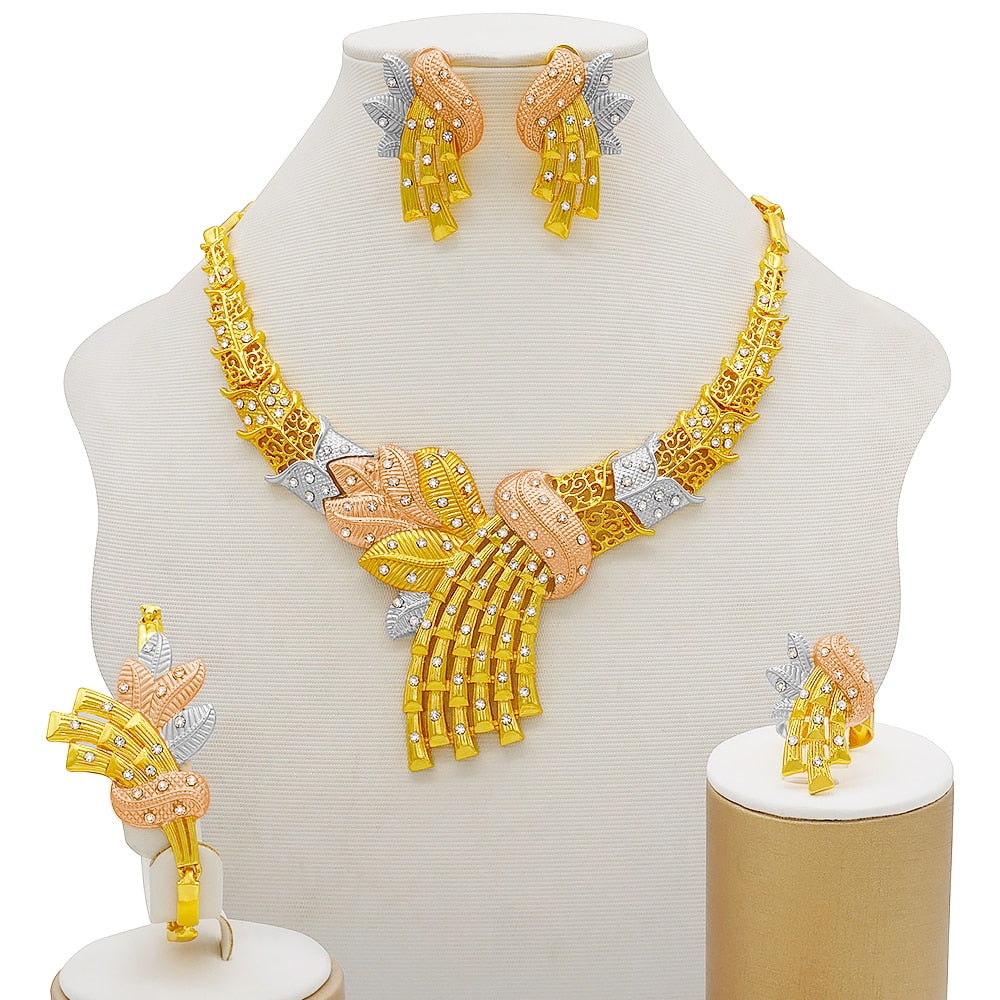Dubai African Indian Bridal Accessory flowers Jewelry sets