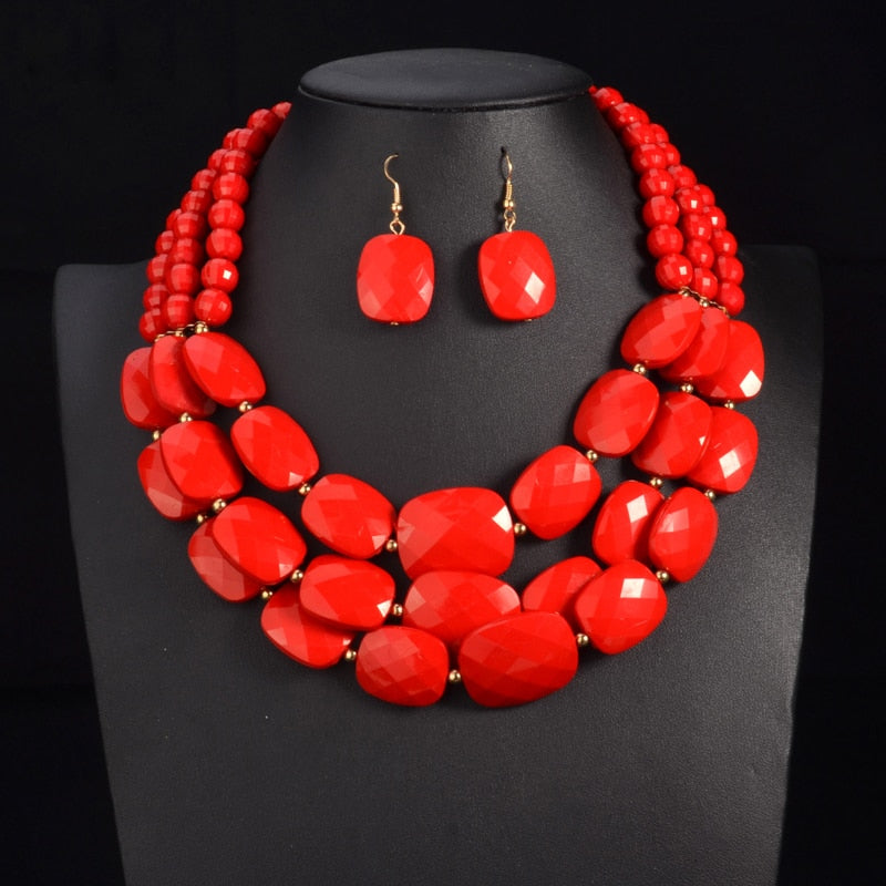 Multi layer  Luxury Statement Choker Necklace Jewellery Sets