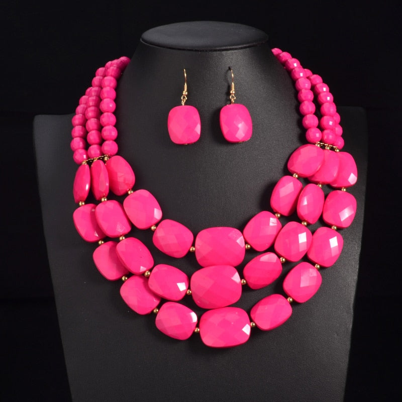 Multi layer  Luxury Statement Choker Necklace Jewellery Sets