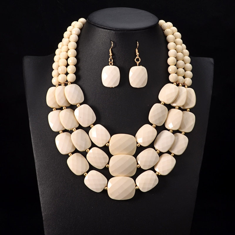 Multi layer  Luxury Statement Choker Necklace Jewellery Sets