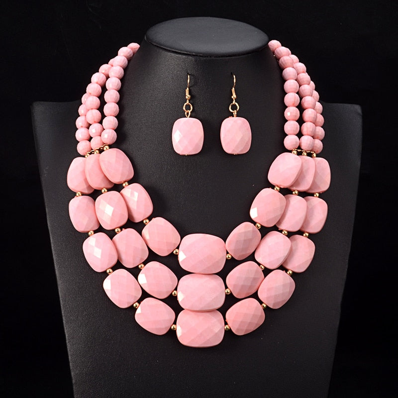 Multi layer  Luxury Statement Choker Necklace Jewellery Sets