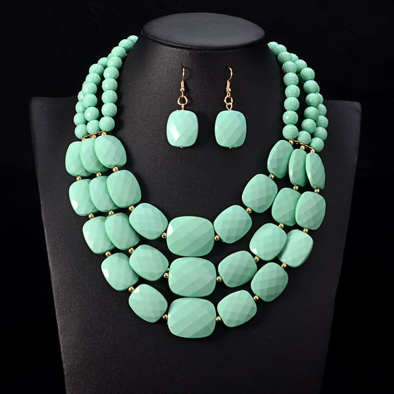 Multi layer  Luxury Statement Choker Necklace Jewellery Sets