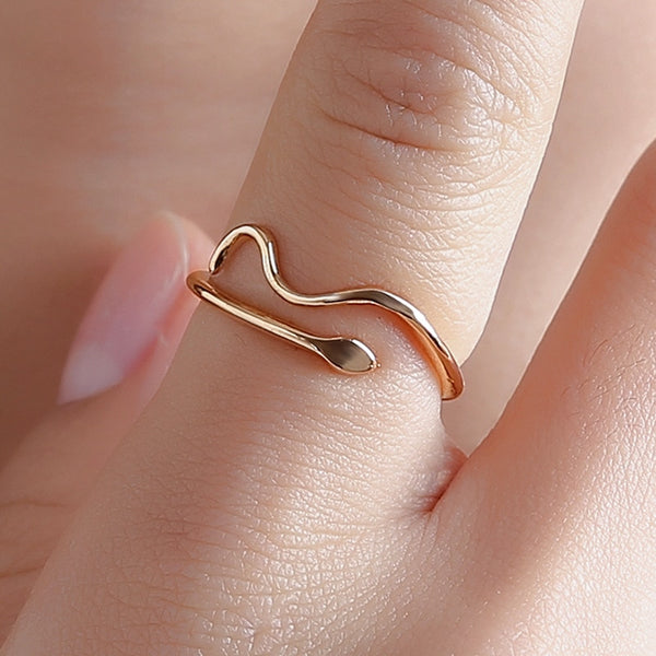 Animal Ring Wave Metal Snake Silver Color Rings For Women Engagement Ring