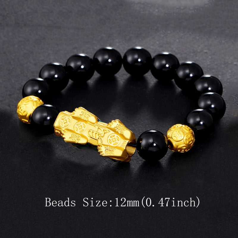 Pixiu Good Luck  Tibetan Buddhism Obsidian Stone  Bracelet For Women