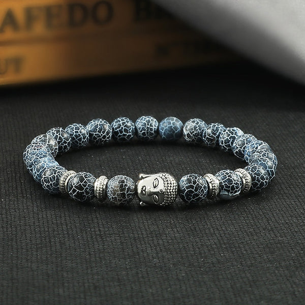 Pulsera de piedra de lava negra con ojo de tigre natural para hombre