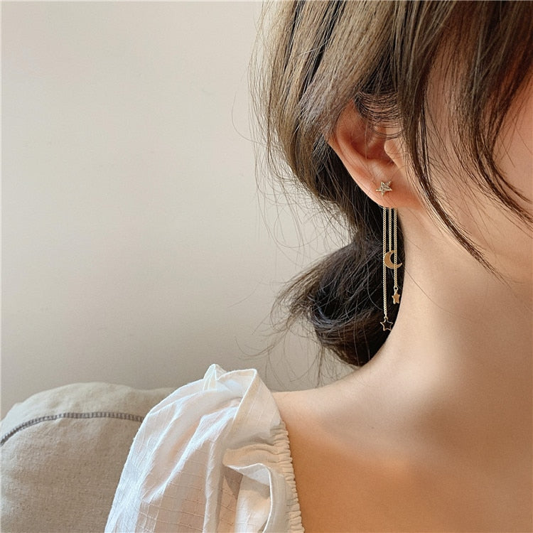 Exaggerated temperament star tassel earrings
